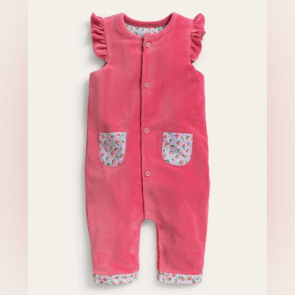 BABY BODEN Jersey Cord Romper Desert Rose
